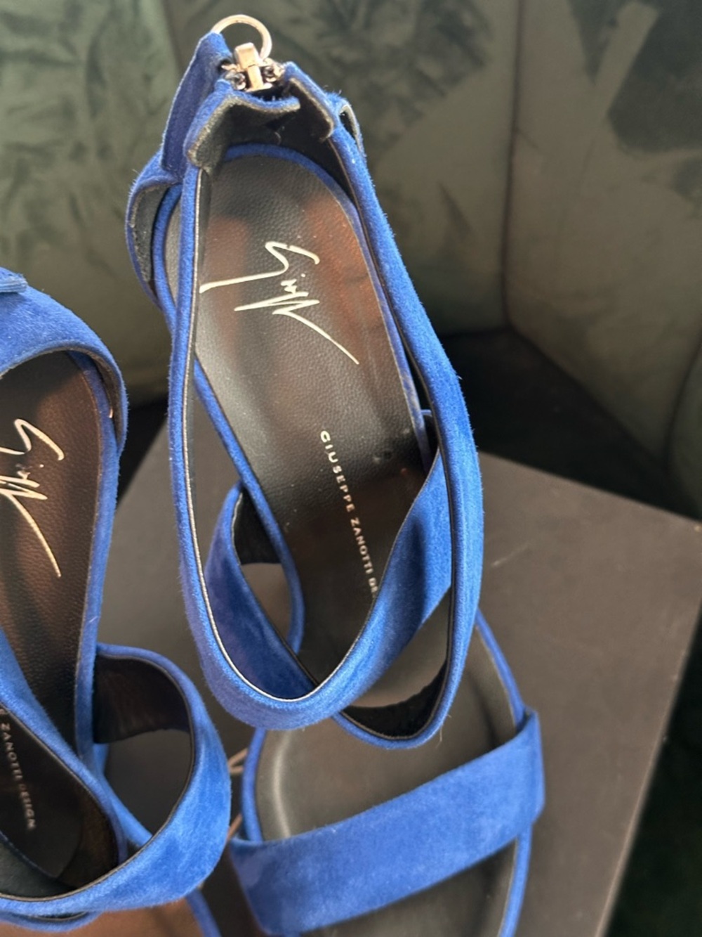 Giuseppe Zanotti Cobalt Blue Suede Platform Sandals - Picture 3 of 13